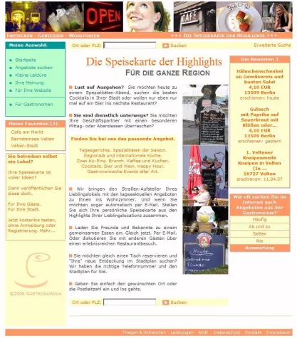 Bild: Die Speisekarte der Highlights für die ganze Region