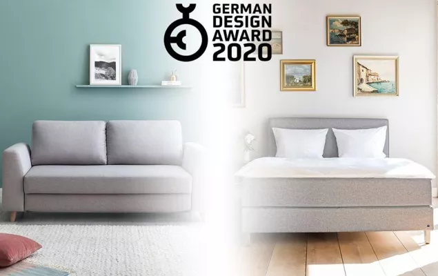 Bild: Das Bruno Boxspringbett & Schlafsofa sind German Design Award Gewinner 2020