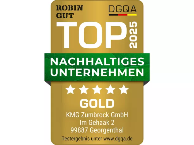 Bild: Die KMG Zumbrock GmbH erhält das ROBIN GUT Nachhaltigkeitssiegel in der Stufe „Gold“