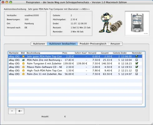 Bild: Preispiraten: Version 1.0 jetzt auch für den Macintosh erhältlich