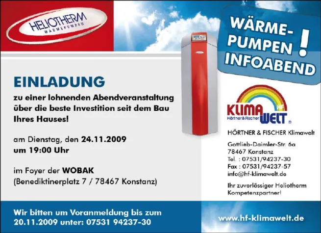 Bild: Wärmepumpen Informationsabend in Konstanz: Die Heizung im Griff