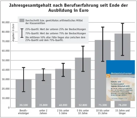 Bild: Wieviel die digitale Wirtschaft verdient - Gehalts- und Karrierevergleich Digitale Wirtschaft 2010