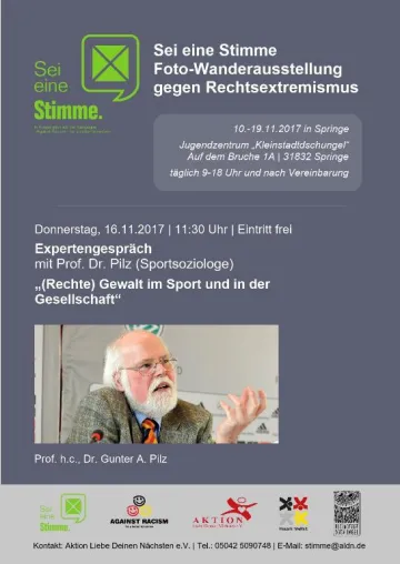 „Sei eine Stimme“: Expertengespräch mit Prof. Pilz in Springe Bild: „Sei eine Stimme“: Expertengespräch mit Prof. Pilz in Springe
