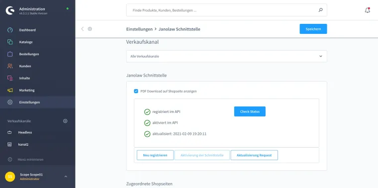 Bild: Shopware 6 Plugin für den janolaw AGB Hosting-Service