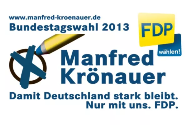 Bild: Bundestagskandidat Manfred Krönauer (FDP) stellt seine politischen Ziele vor. Der Wahlkampf ist eröffnet.