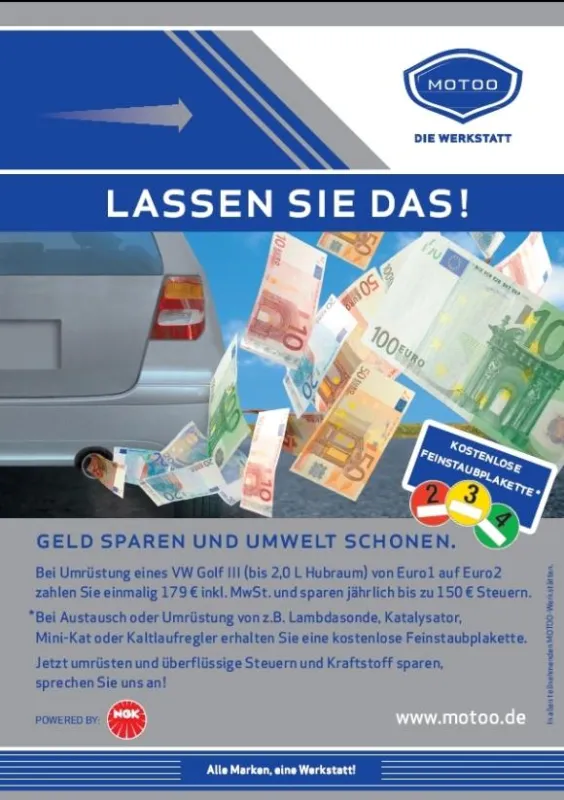 Jetzt kostenlose Plakette sichern - die Motoo-Aktion läuft noch bis Ende April.