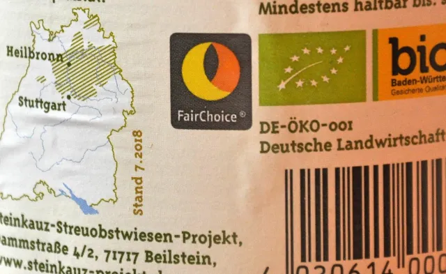 Bild: Steinkauz-Apfelsaft zertifiziert mit dem Nachhaltigkeitssiegel FairChoice®