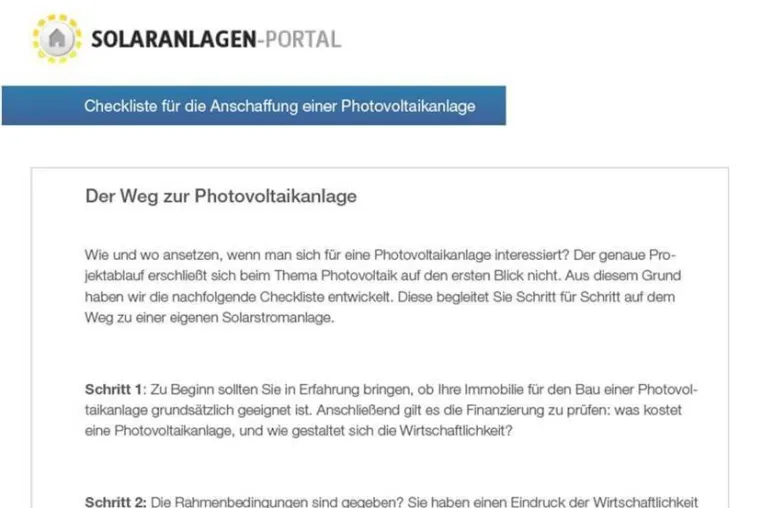 Photovoltaik-Checkliste: Von der Anlagenplanung bis zur Inbetriebnahme Bild: Photovoltaik-Checkliste: Von der Anlagenplanung bis zur Inbetriebnahme