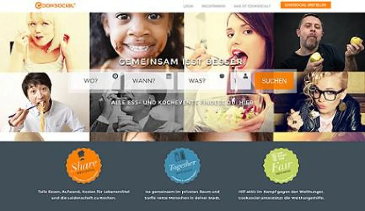 Auf der Webseite des Online-Netzwerkes Cooksocial.org kann man sich zum gemeinsamen Essen verabreden