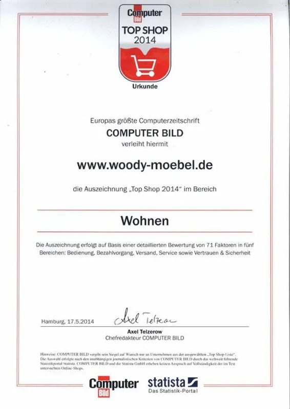 Urkunde - Woody Top Shop im Bereich Wohnen