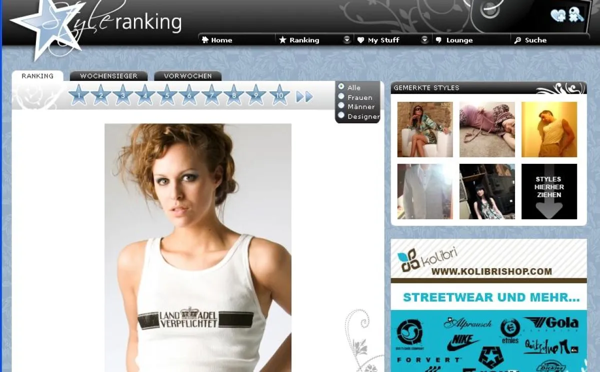 Screenshot: Bei styleranking zeigen Mitglieder ihre Looks
