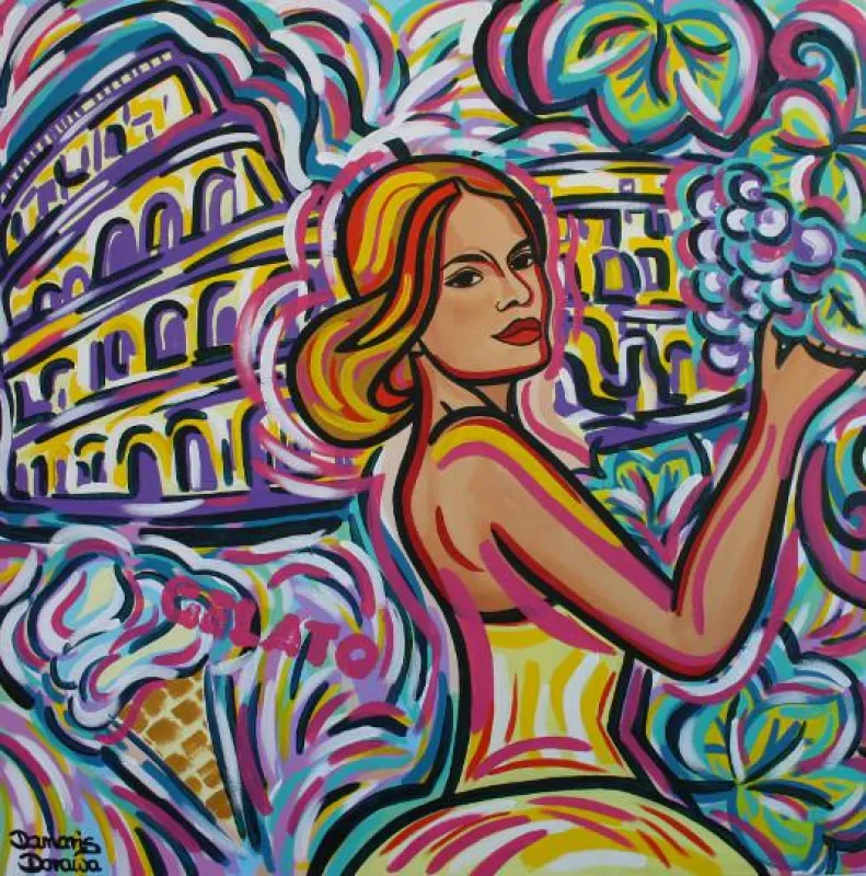 `La bella da Roma` zeigt eine stilvoll elegante Italienerin vor der Fassade des Colosseums.