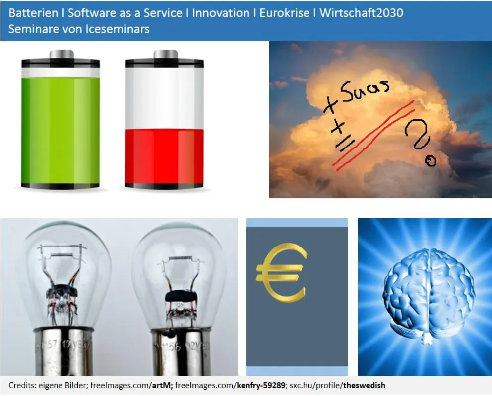 SaaS, Energiespeicherung, Batterien, Innovation und Eurokrise - große Seminarauswahl