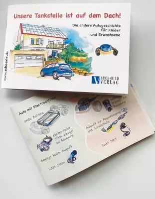 Bild: "Unsere Tankstelle ist auf dem Dach", ein Kinderbuch, das auch für Firmen und Organisationen hilfreich ist