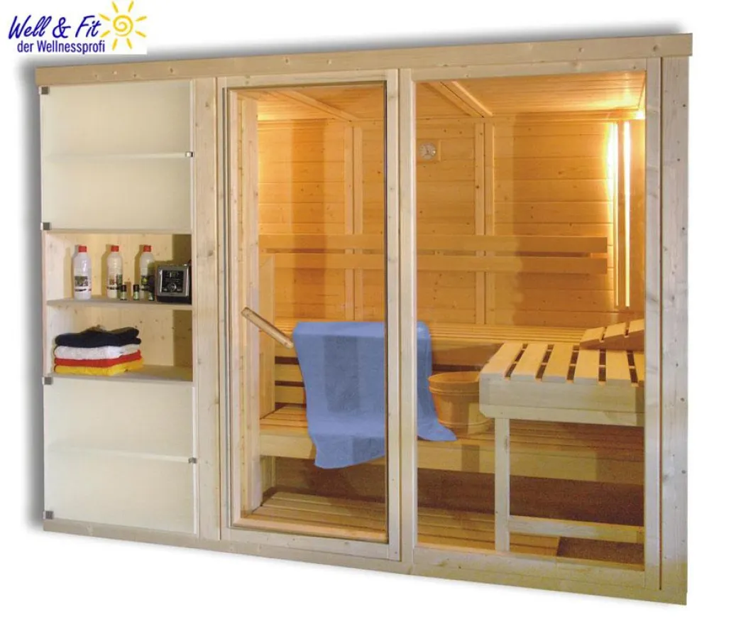 Sauna mit Glasfront von Well & Fit