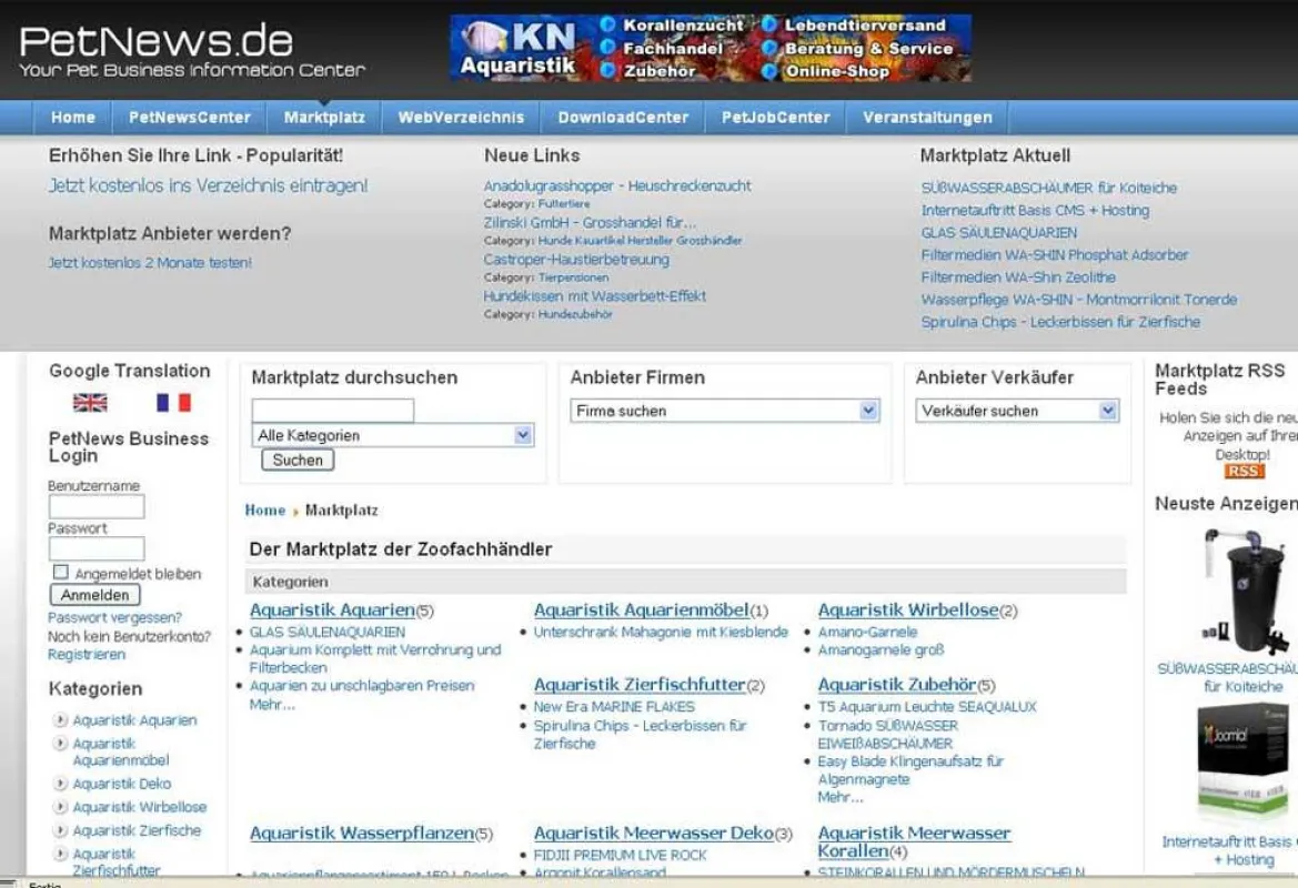 Marktplatz für Heimtierbedarf