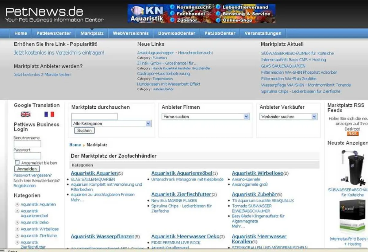 Marktplatz für Heimtierbedarf