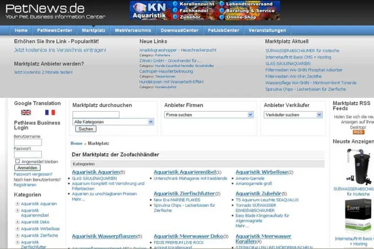 Bild: Marktplatz der Zoofachhändler