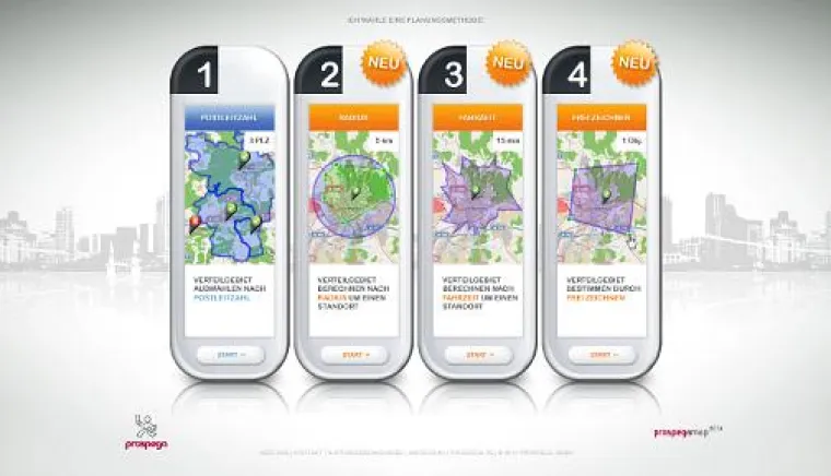 Bild: Neue Expertenfunktionen erleichtern die Online-Planung von Prospektverteilungen mit prospegamap