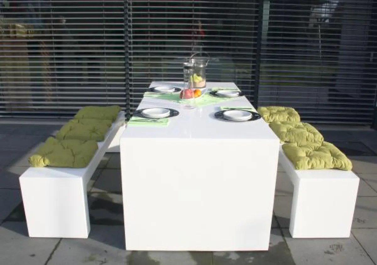 VIVANNO Faserbeton Gartenmoebel Moderna 200 in Weiß