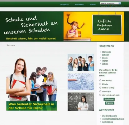 Bild: www.amokschutz.de informiert Schüler, Lehrer, Eltern und Planer über Sicherheit an Schulen
