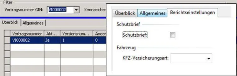 Bild: Überblick über versicherte KFZ in einer Fuhrparkliste – realisiert im Maklerverwaltungsprogramm GIN-AX