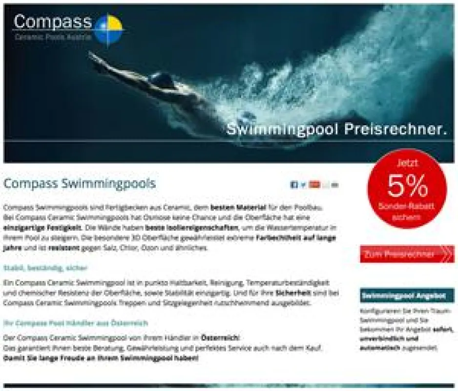 Compass Pool Austria - Keramik Schwimmbecken mit leistungsfähiger Filteranlage