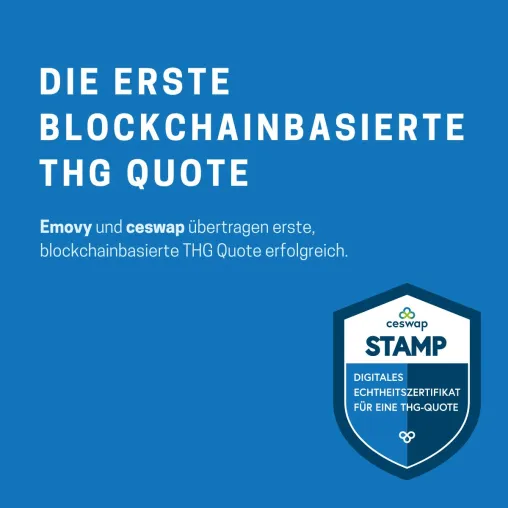 Emovy und ceswap übertragen erste, blockchainbasierte THG Quote erfolgreich Bild: Emovy und ceswap übertragen erste, blockchainbasierte THG Quote erfolgreich