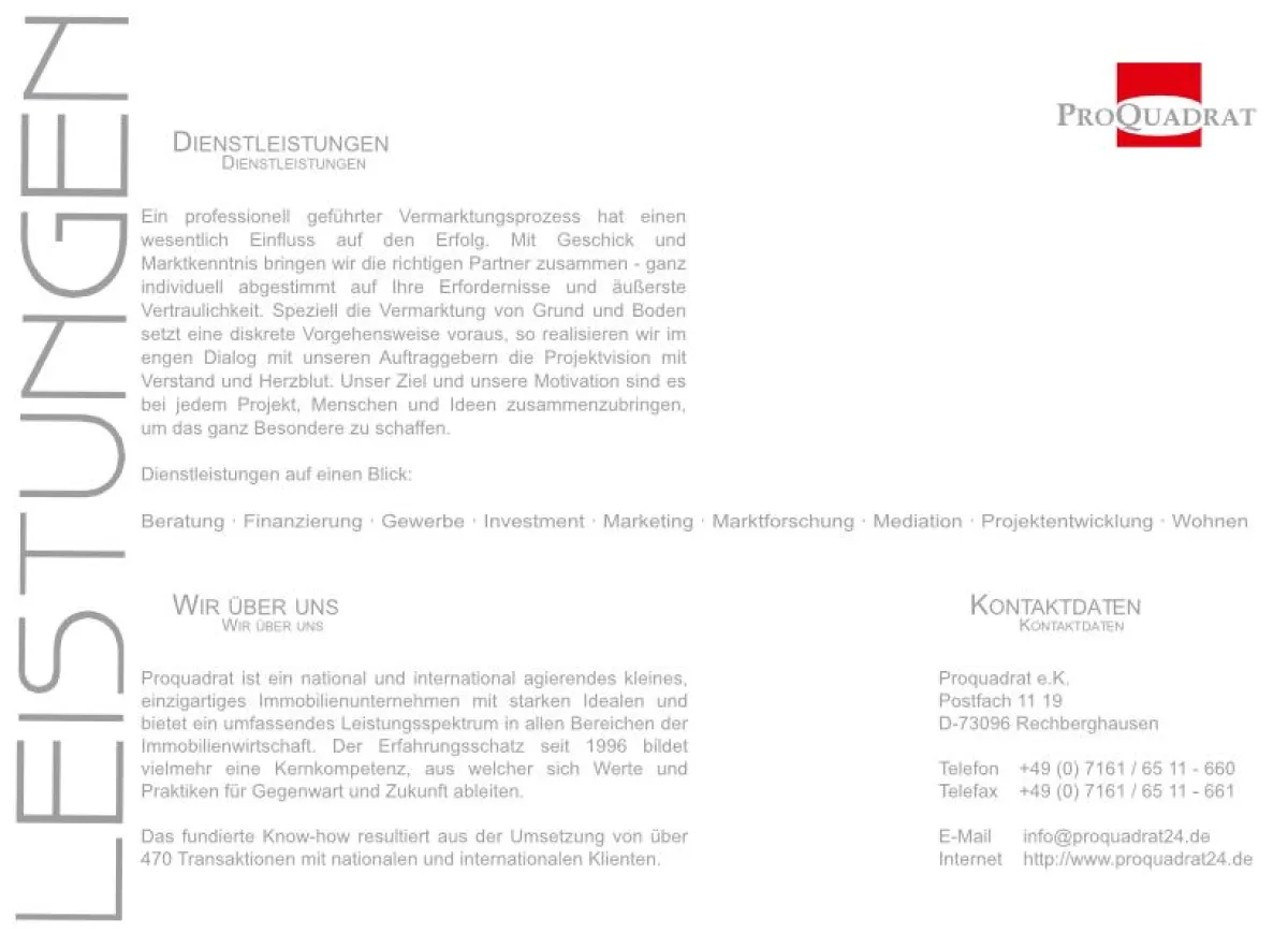 Proquadrat der Immobilienberater mit Erfahrung und Kompetenz