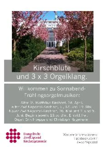 Kirschblüte & Orgelklang am Sonnabend: Filmmusik auf dem Alten St. Matthäus-Kirchhof Bild: Kirschblüte & Orgelklang am Sonnabend: Filmmusik auf dem Alten St. Matthäus-Kirchhof