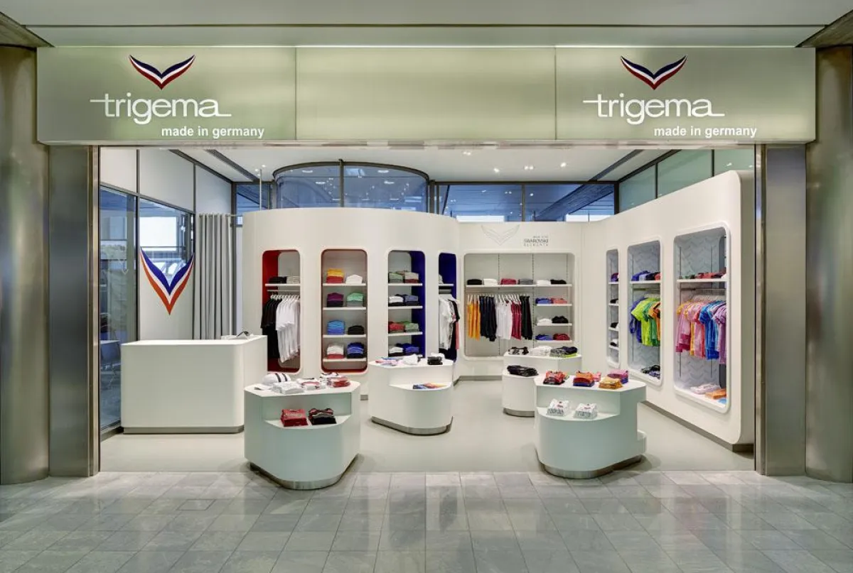 Der umgebaute Trigema Store am Stuttgarter Flughafen
