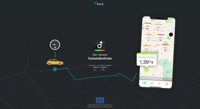 PACE bekommt Zwei-Millionen-Finanzierung von der EU und bringt Tank-App auf den Markt Bild: PACE bekommt Zwei-Millionen-Finanzierung von der EU und bringt Tank-App auf den Markt