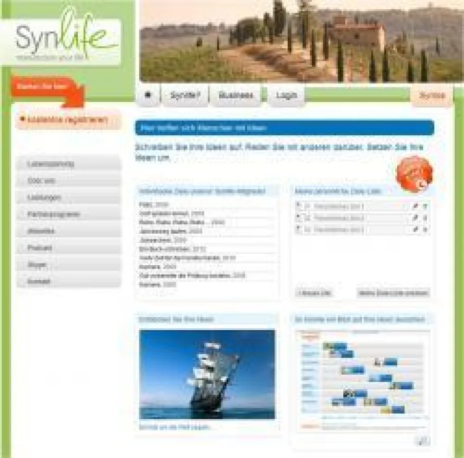 Startseite des Portals Synlife