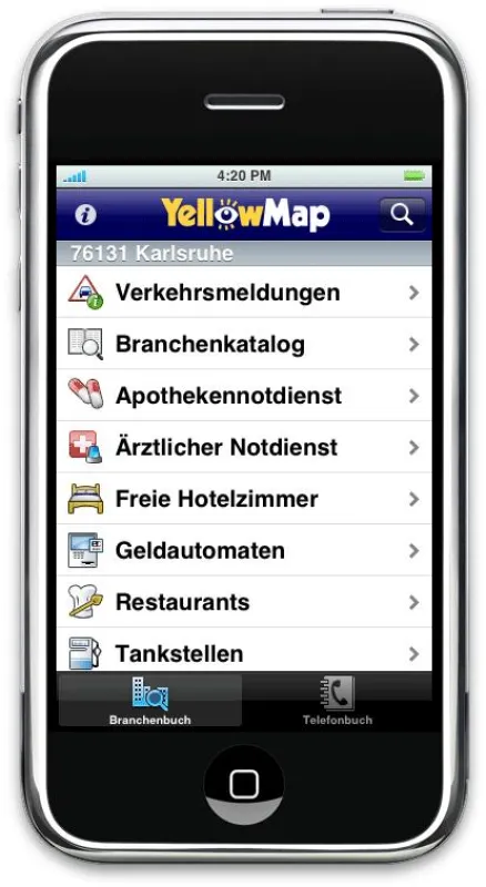 YellowMap für das iPhone