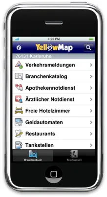 YellowMap bringt "Alles in Ihrer Nähe" auf das iPhone Bild: YellowMap bringt "Alles in Ihrer Nähe" auf das iPhone