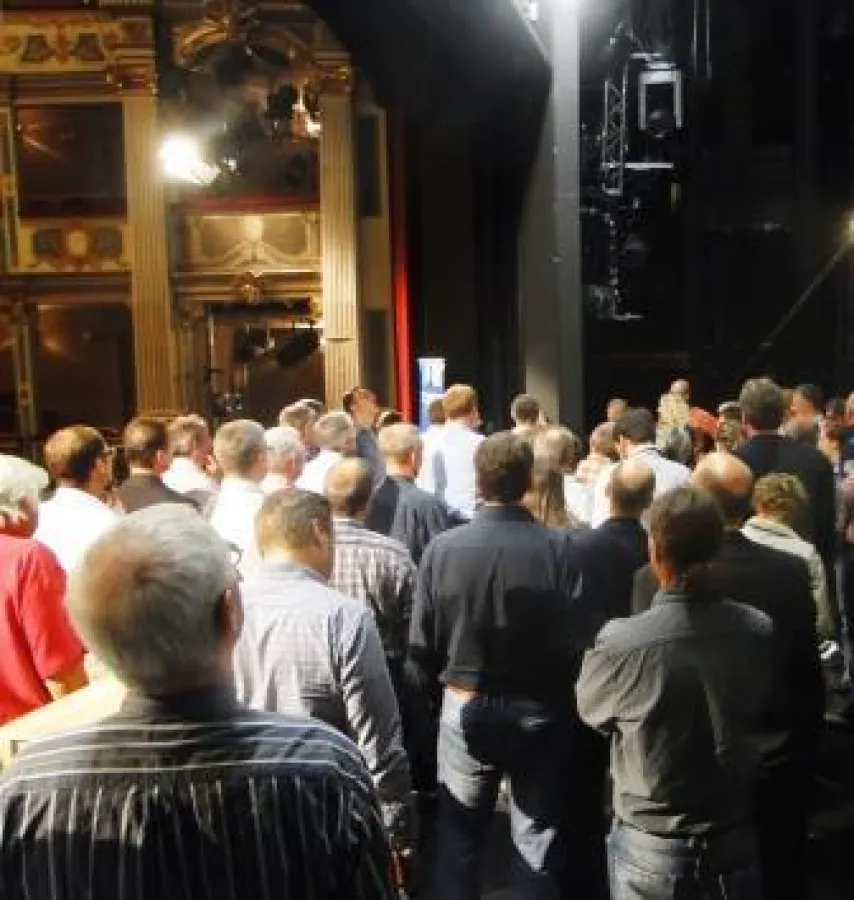 Die Begehung des Markgrafentheaters in Erlangen auf den Nürnberger Kolloquien zum Brandschutz 2015