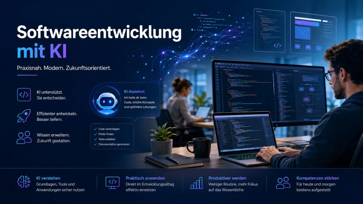 Softwareentwicklung mit KI: modern und effizient. (© generiert mit KI)