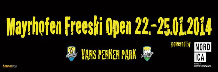 bannerstop ist wieder dabei. Mayrhofen Freeski Open 2014 powered by Nordica Freeskiers Bild: bannerstop ist wieder dabei. Mayrhofen Freeski Open 2014 powered by Nordica Freeskiers