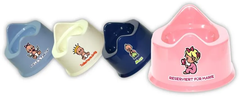 Bild: Personalisierbare Babytöpfchen mit bunten Babymotiven von MY-BABY-SHOP.com