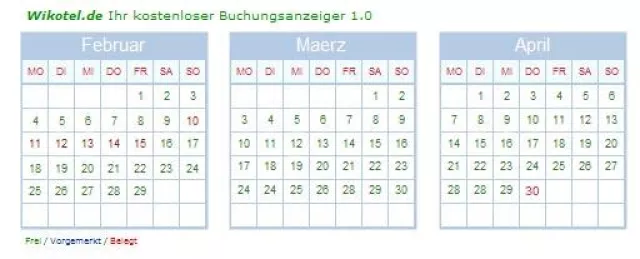 Bild: Kostenloser Buchungskalender für Ferienwohnungen