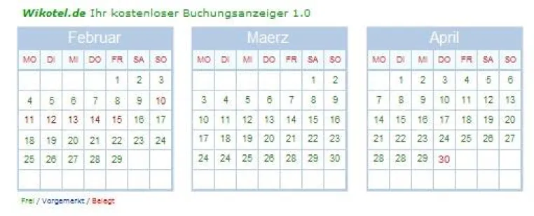 Bild: Kostenloser Buchungskalender für Ferienwohnungen