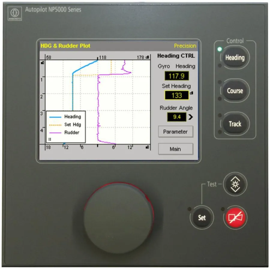NautoPilot 5000 mit dem Integrierten Kurs- und Ruderlagenplotter