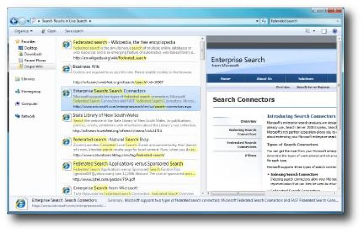 Drupal Wiki Inhalte über die Windows-Desktop Suche finden