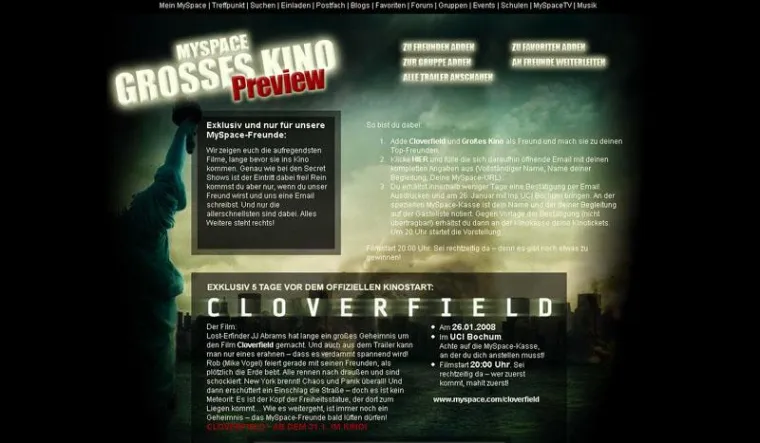 Bild: Exklusive Preview zu "Cloverfield" auf MySpace