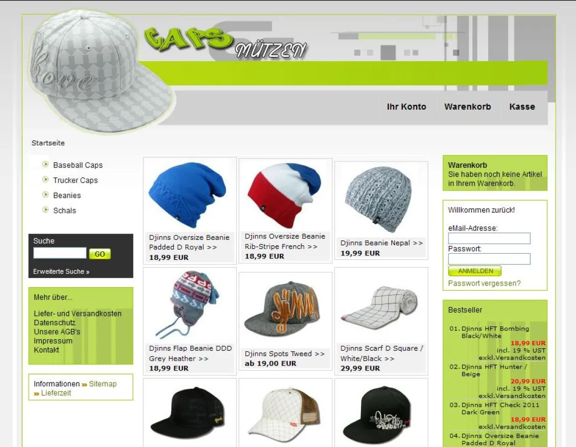 Caps-Muetzen.de Relaunch nach Übernahme