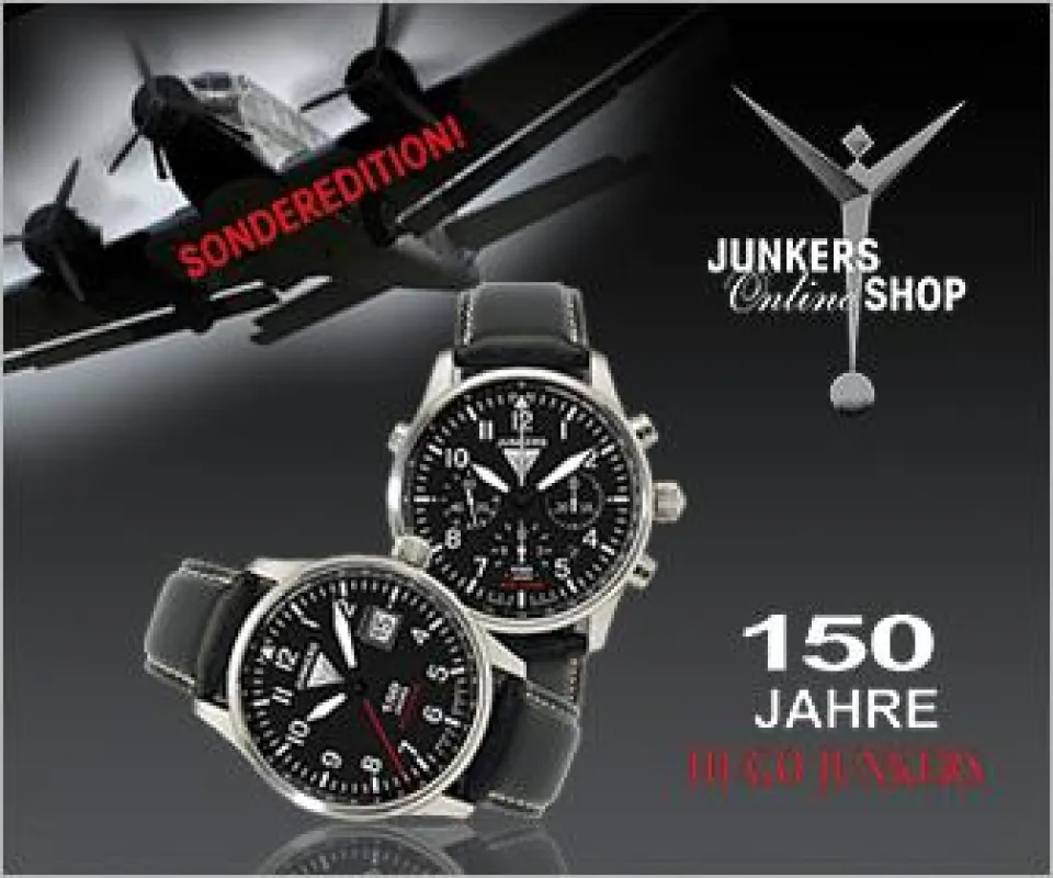 Sonderedition der Junkers Uhren zum 150. Geburtstag von Hugo Junkers