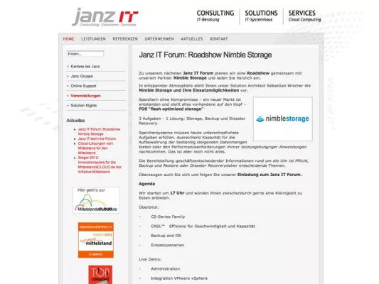 Bild: Janz IT AG mit Roadshow Nimble Storage on Tour