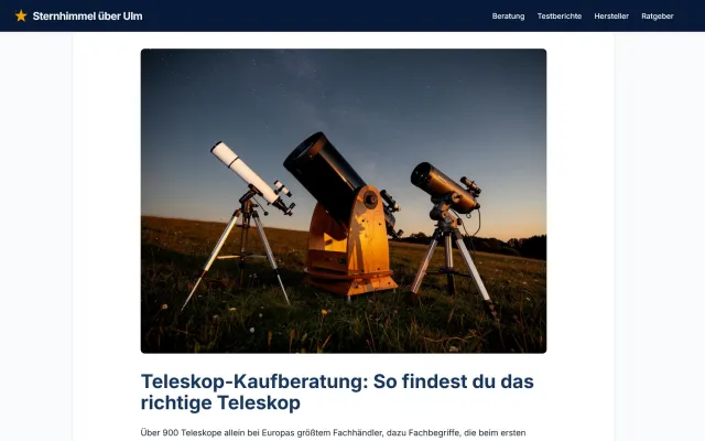 Bild: Sternhimmel über Ulm: Neues Astronomie-Portal mit Teleskop-Kaufberatung