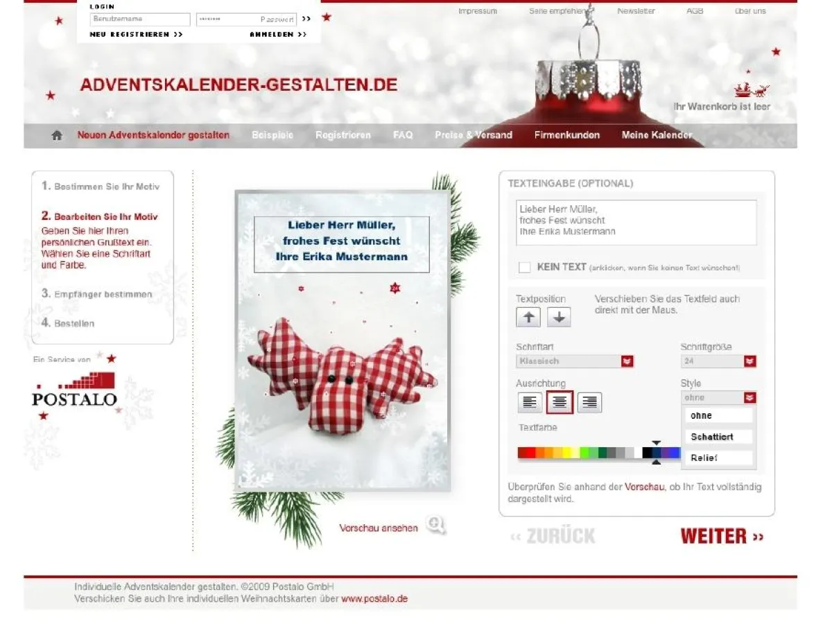 Einfach per Klick individuelle und personalisierte Adventskalender gestalten und verschicken