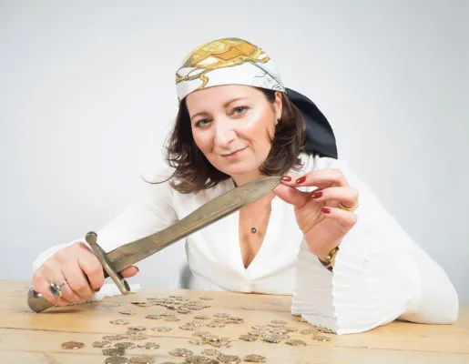 Bild: Mit der Piratenstrategie beim Rednermacher – Stefanie Voss an Bord